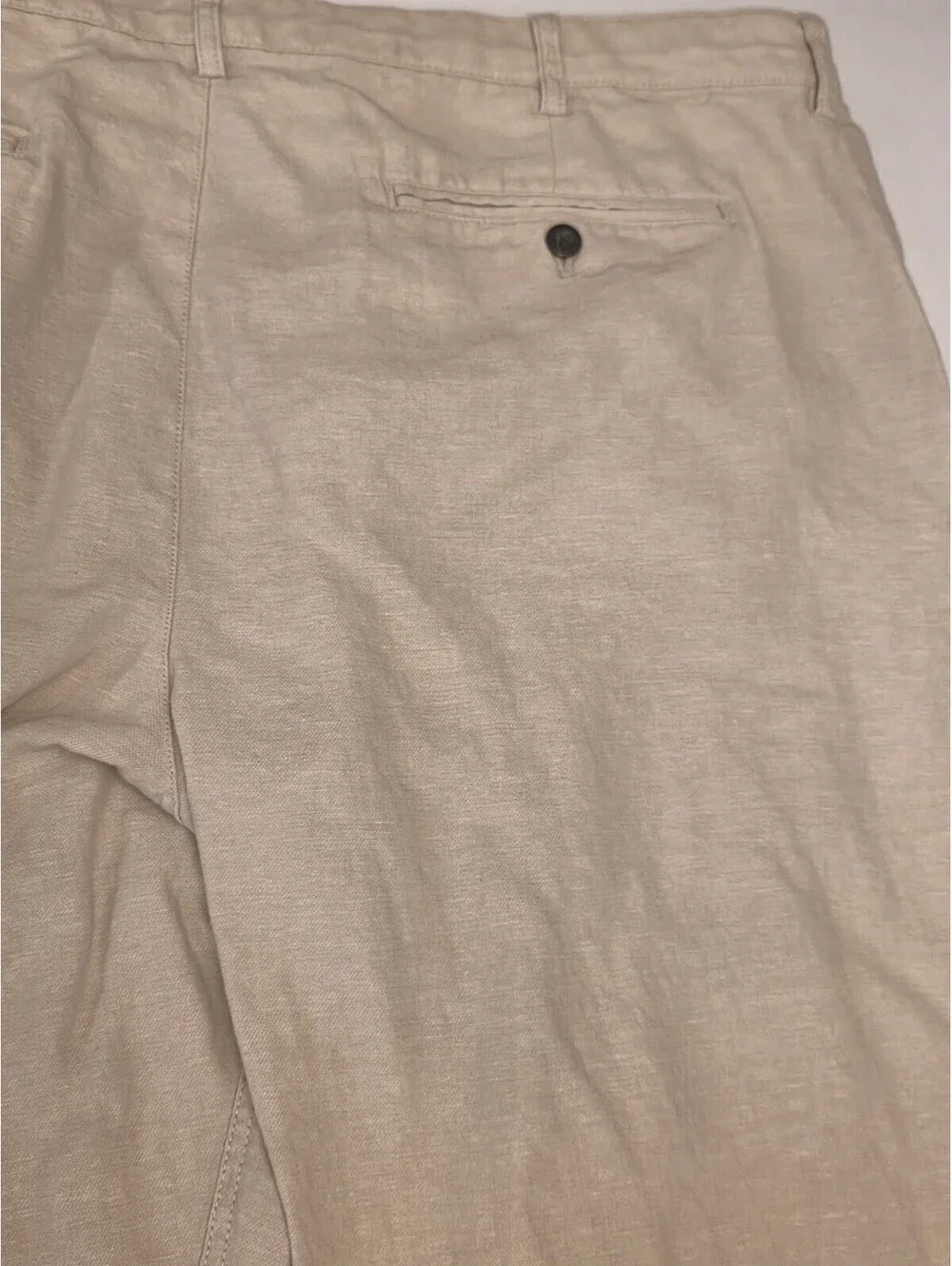 Banana Republic Relaxed Tapered Fit Linen Cotton Pants 42x26 Beige